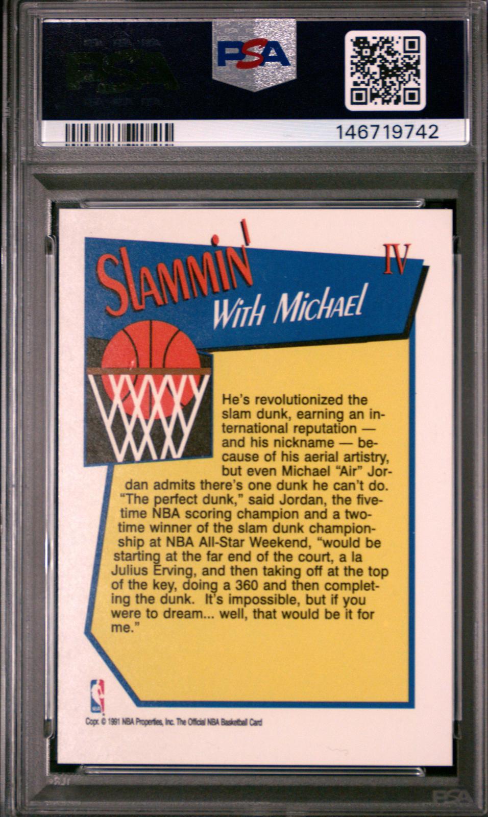1991 Hoops Slam Dunk Michael Jordan 6 PSA #IV