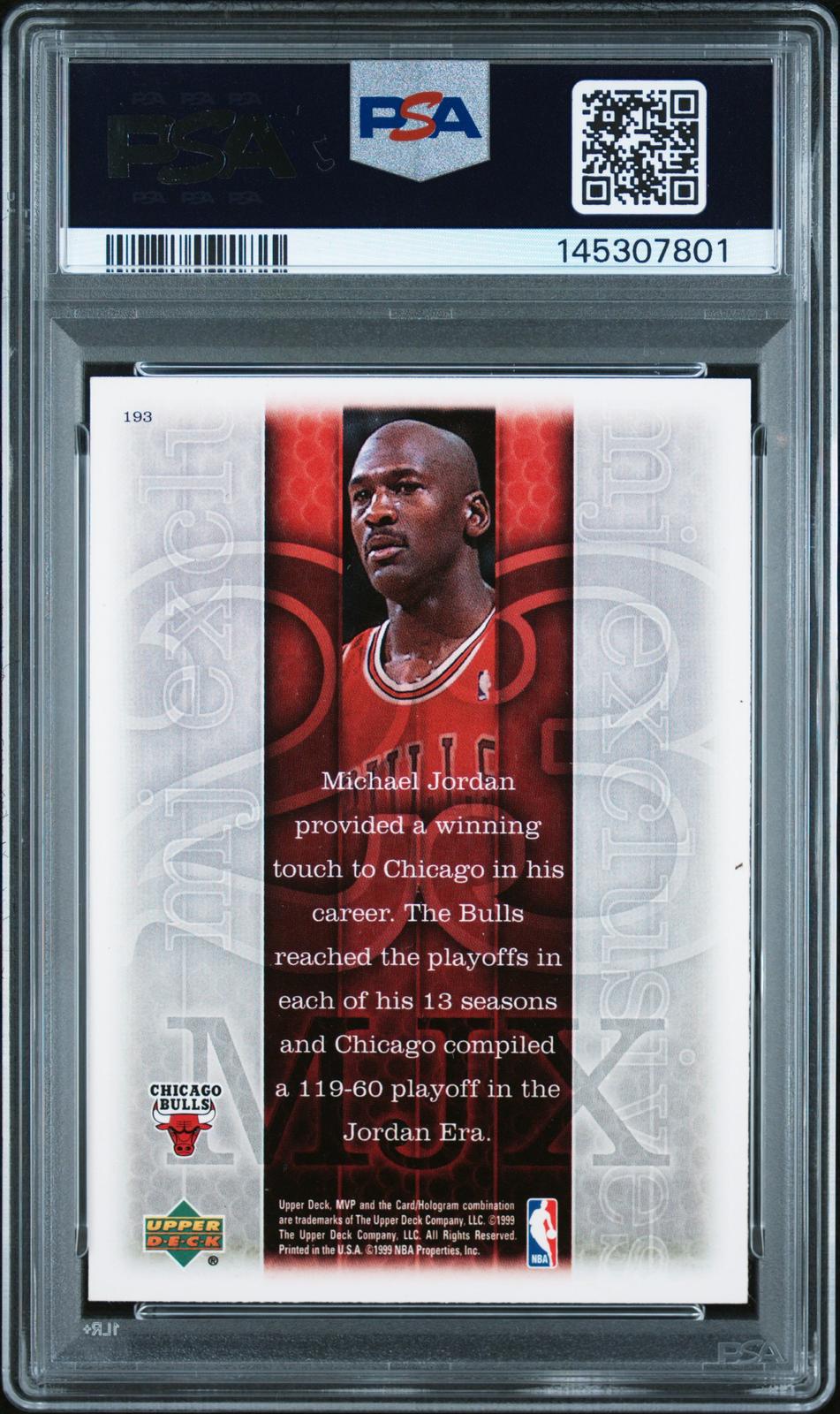 1999 Upper Deck Mvp Michael Jordan 7 PSA #193