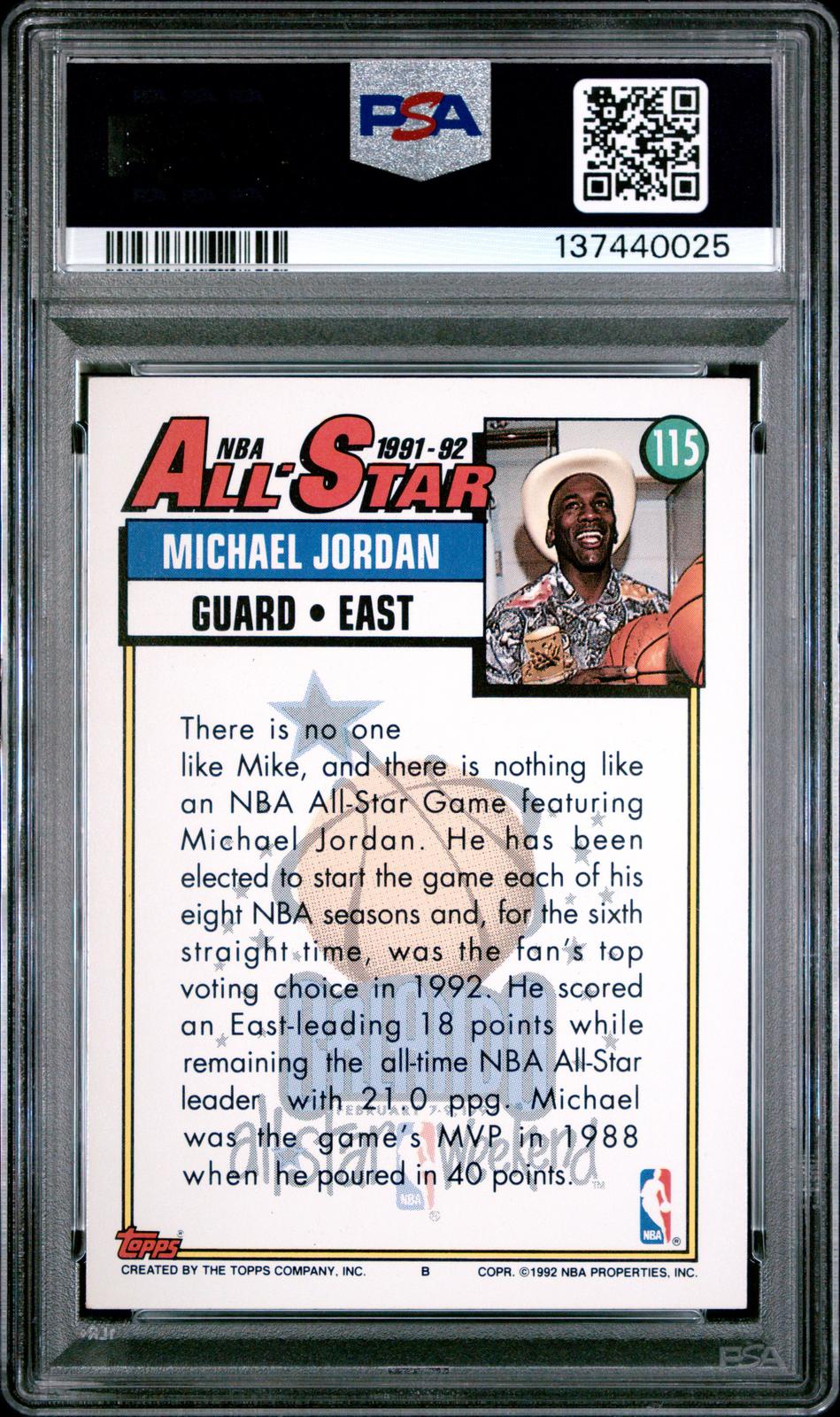 1992 Topps Michael Jordan 8 PSA #115