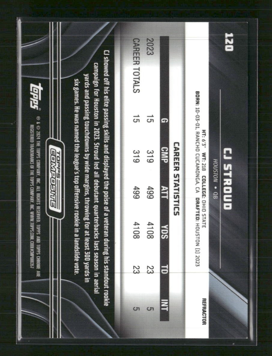 2023 Topps Composite Topps Chrome Black Black Refractor CJ Stroud RC #/199 #120