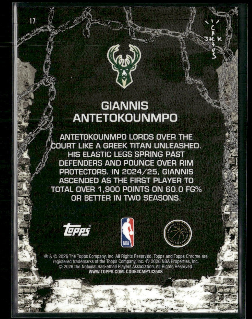 2025-26 Topps Chrome Cactus Jack #25 Giannis Antetokounmpo #17