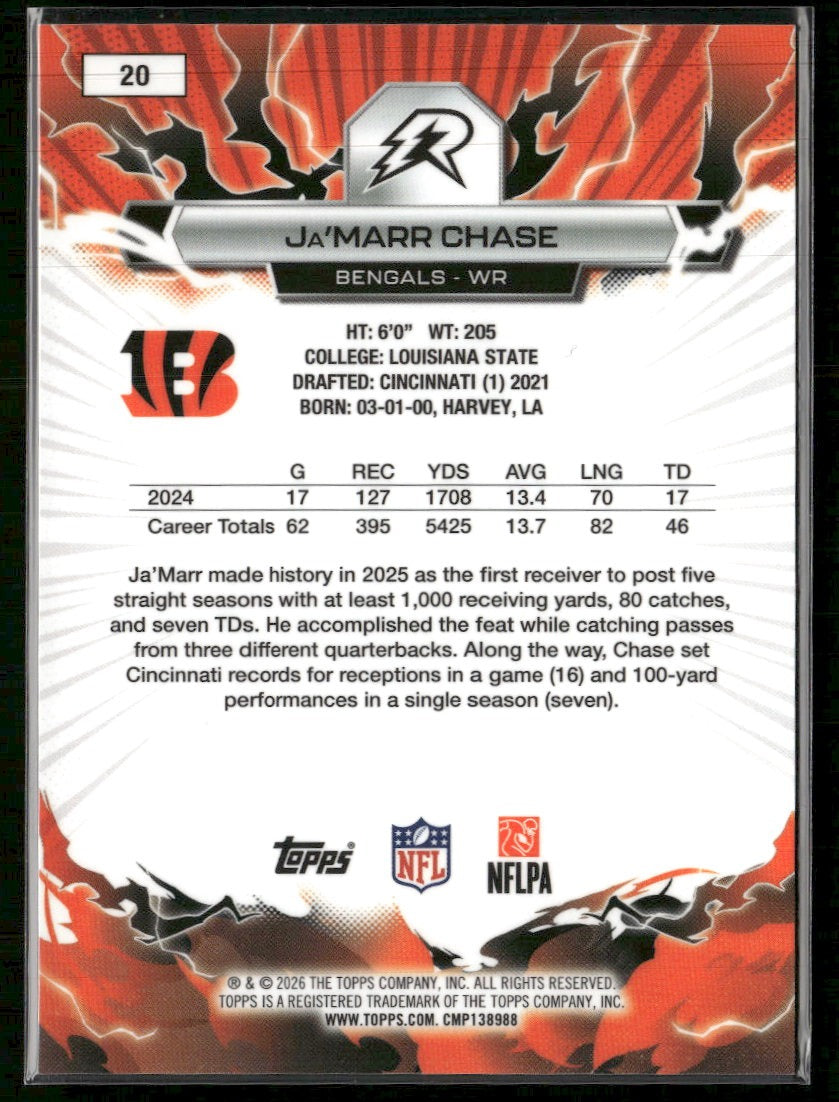 2025 Topps Resurgence Digital Surge Refractor Ja’Marr Chase #/100 #20