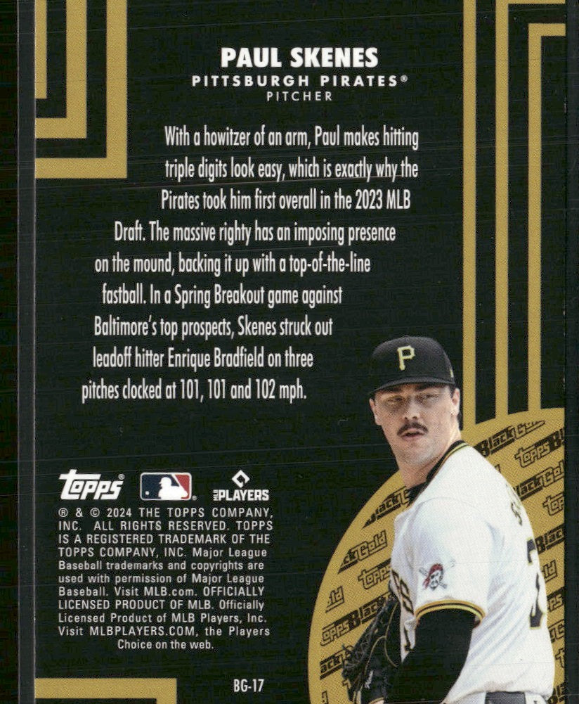 2024 Topps Update Topps Black Gold Paul Skenes #BG-17