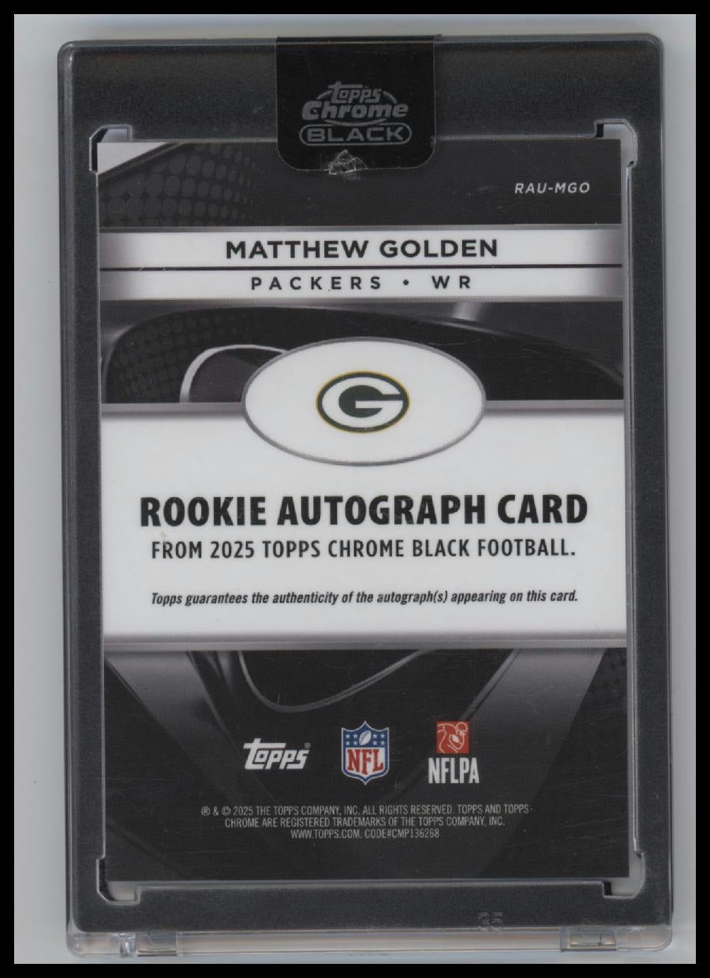 2025 Topps Chrome Black Rookie Autographs Matthew Golden AU #RAU-MGO