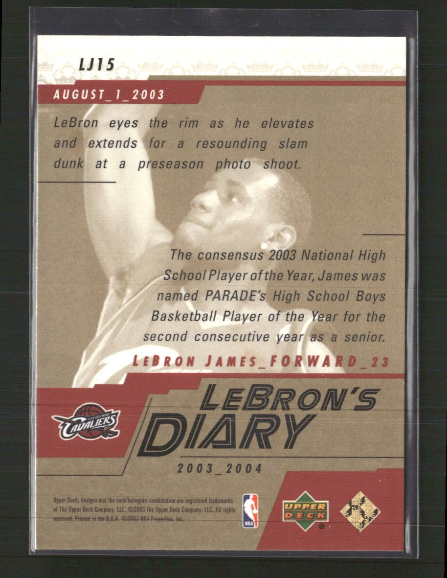 2003-04 Upper Deck LeBron's Diary LeBron James #LJ15