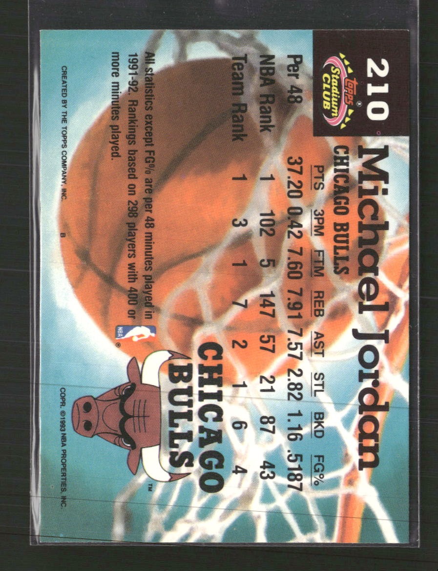 1992-93 Stadium Club Michael Jordan #210