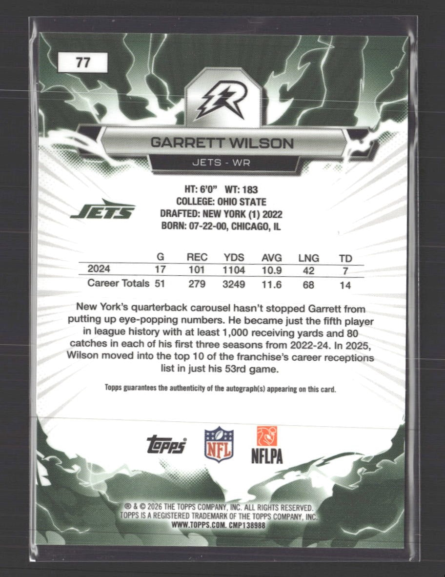 2025 Topps Resurgence Lime Green Power Surge Refractor Garrett Wilson #/15 #77