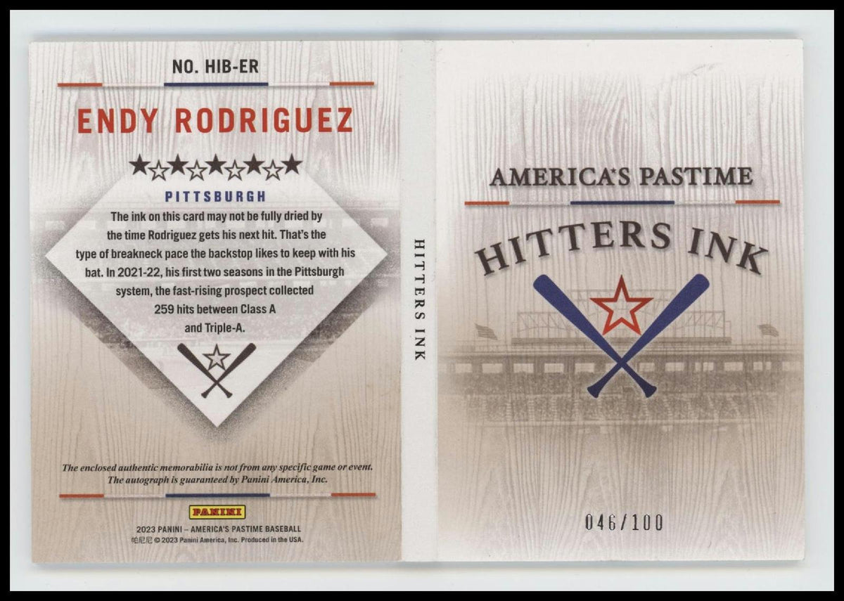 2024 Panini America's Pastime Hitters Ink Booklets Endy Rodriguez #/100AU#HIB-ER
