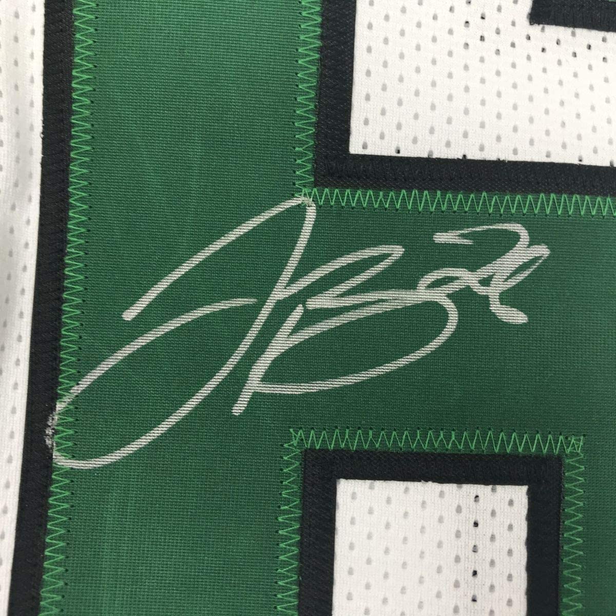 Framed Autographed/Signed Le'Veon LeVeon Bell 35x39 New York White Football Jersey PSA/DNA COA