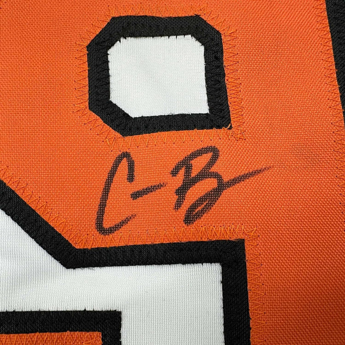 Framed Autographed/Signed Corbin Burnes 35x39 Baltimore White Baseball Jersey Beckett BAS COA