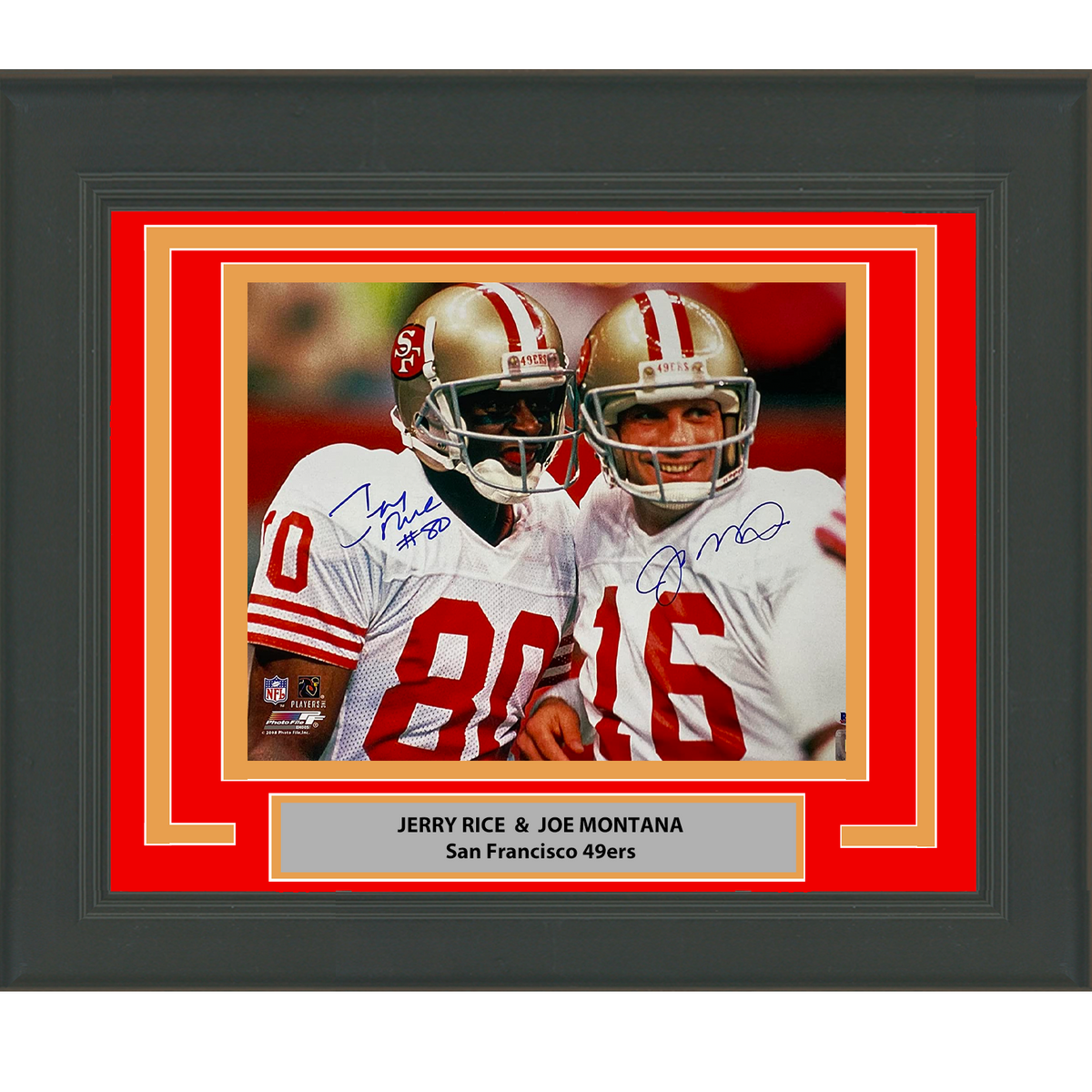 Framed Autographed/Signed Joe Montana & Jerry Rice San Francisco 49ers 16x20 Football Photo Beckett BAS COA #2