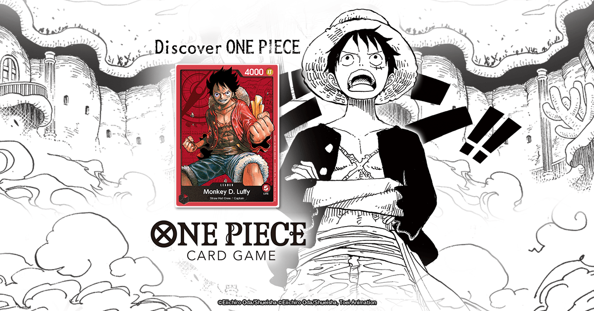 Official Bandai ONE PIECE CARD GAME marketing artwork featuring Monkey D. Luffy