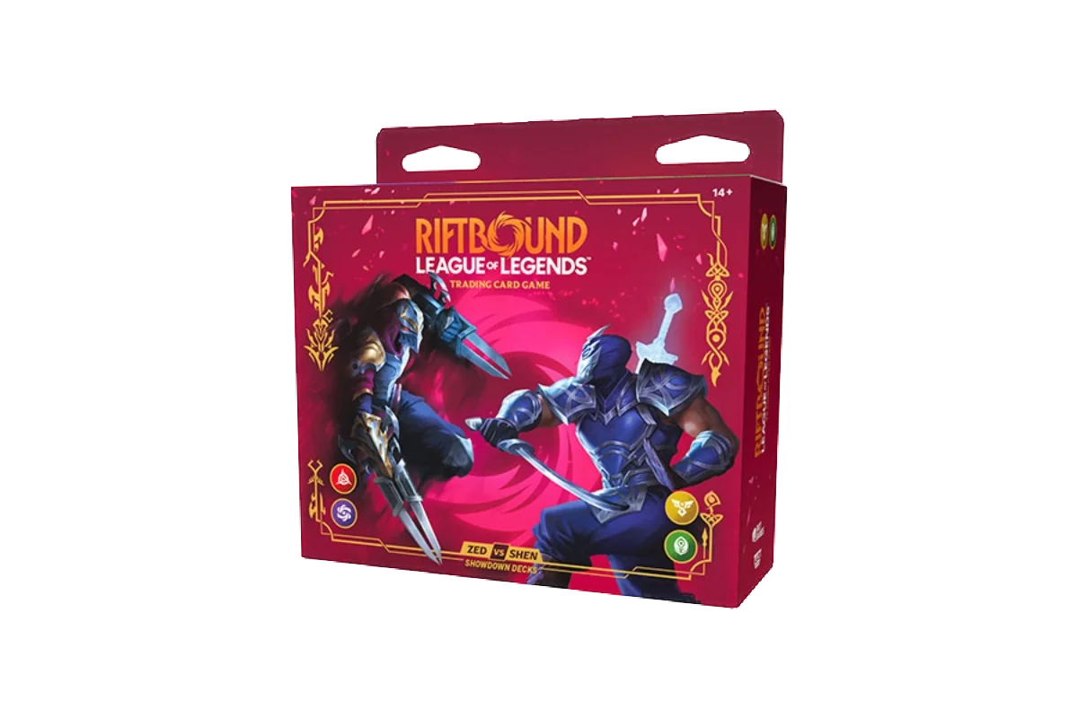 Riftbound TCG Set 4 Vendetta Showdown Decks Zed vs Shen angled box