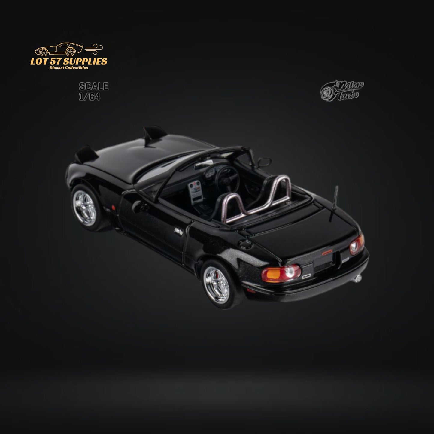 MicroTurbo Eunos Roadster MX-5 Customized Metallic Black 1:64