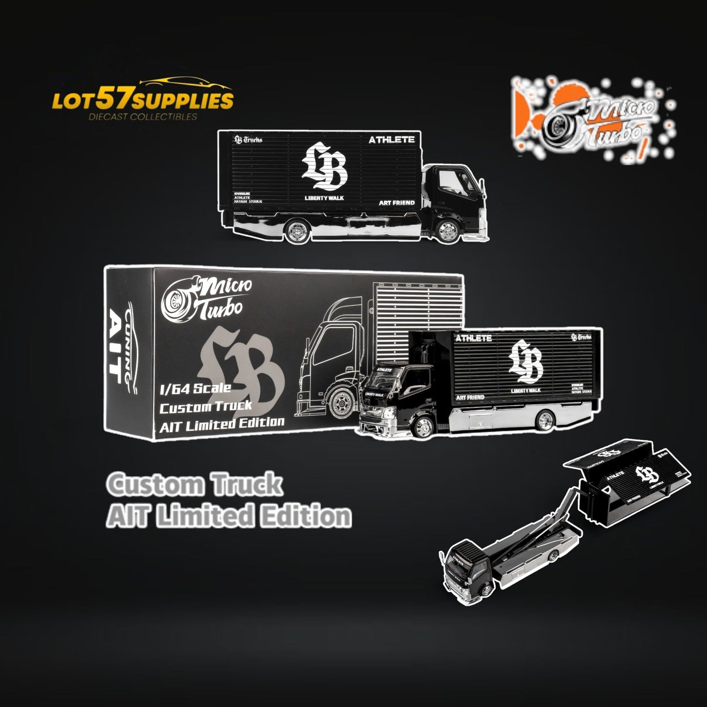 MicroTurbo Hino 300 Custom Box Truck AIT Limited Edition 1:64