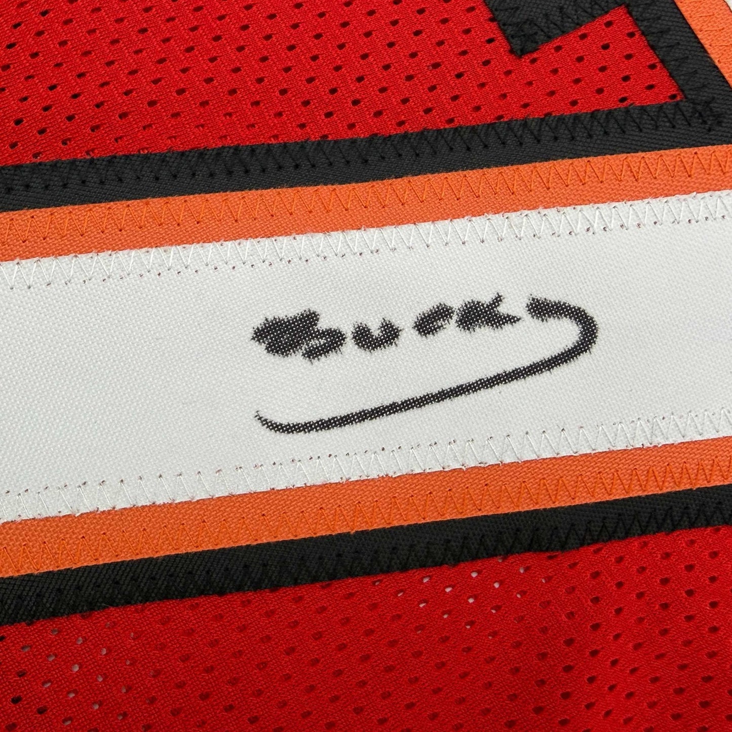 Autographed/Signed Bucky Irving Tampa Bay Red Football Jersey Beckett BAS COA