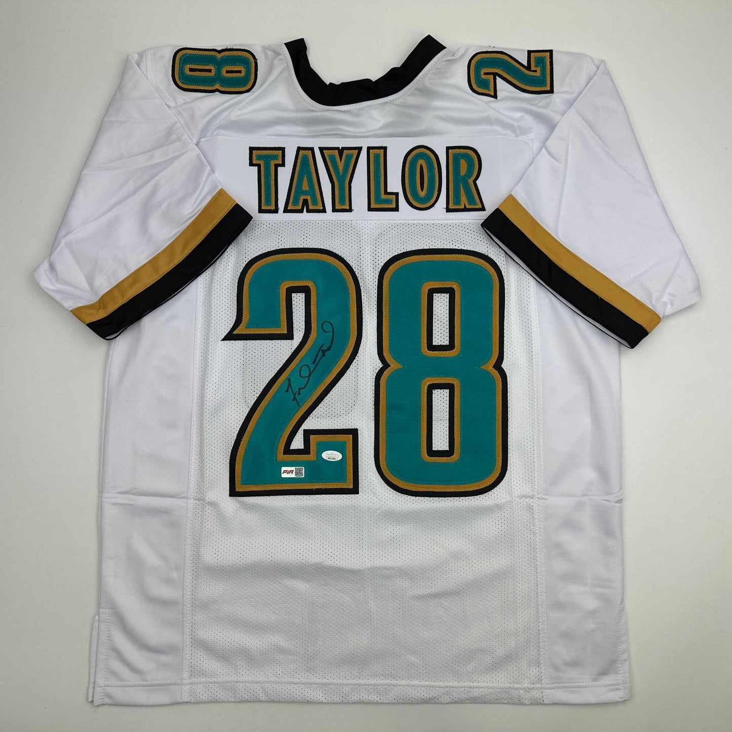 Autographed/Signed Fred Taylor Jacksonville White Football Jersey JSA COA