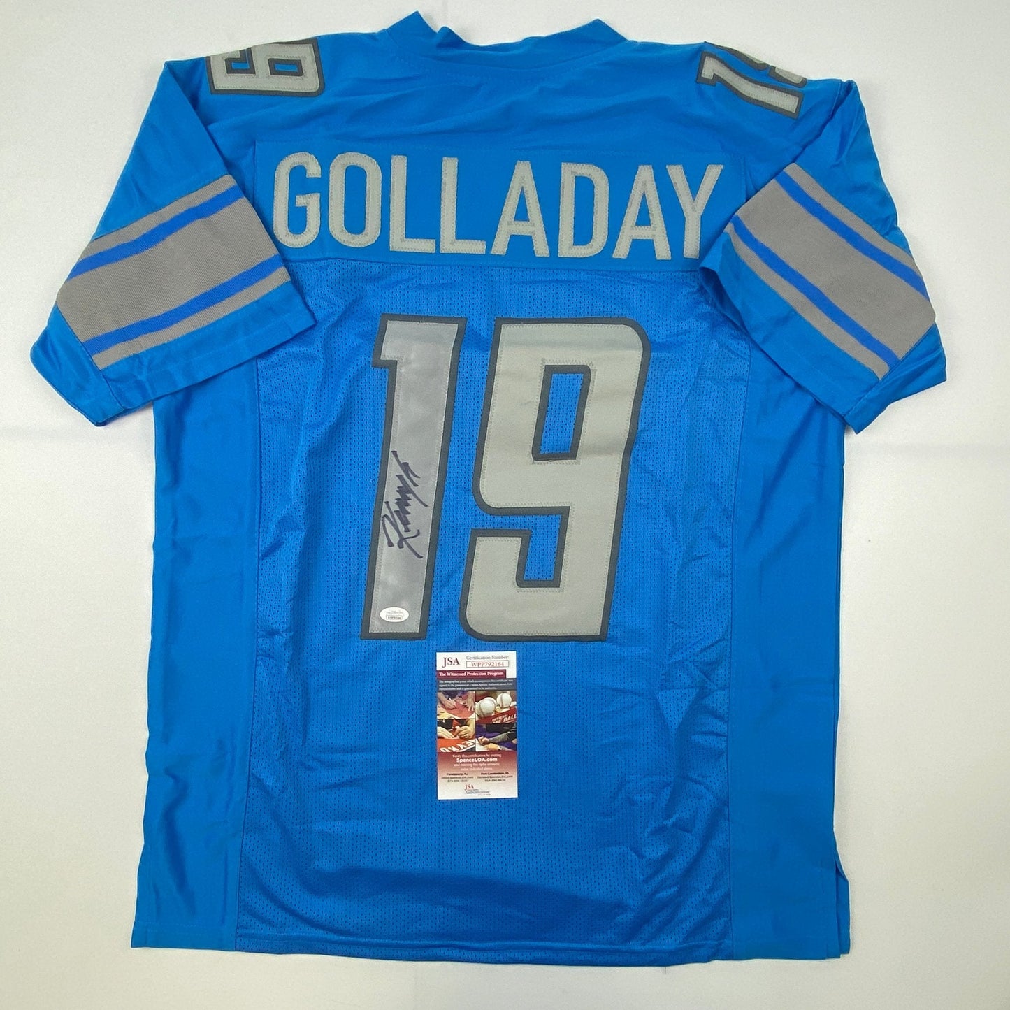 Autographed/Signed Kenny Golladay Detroit Blue Football Jersey JSA COA