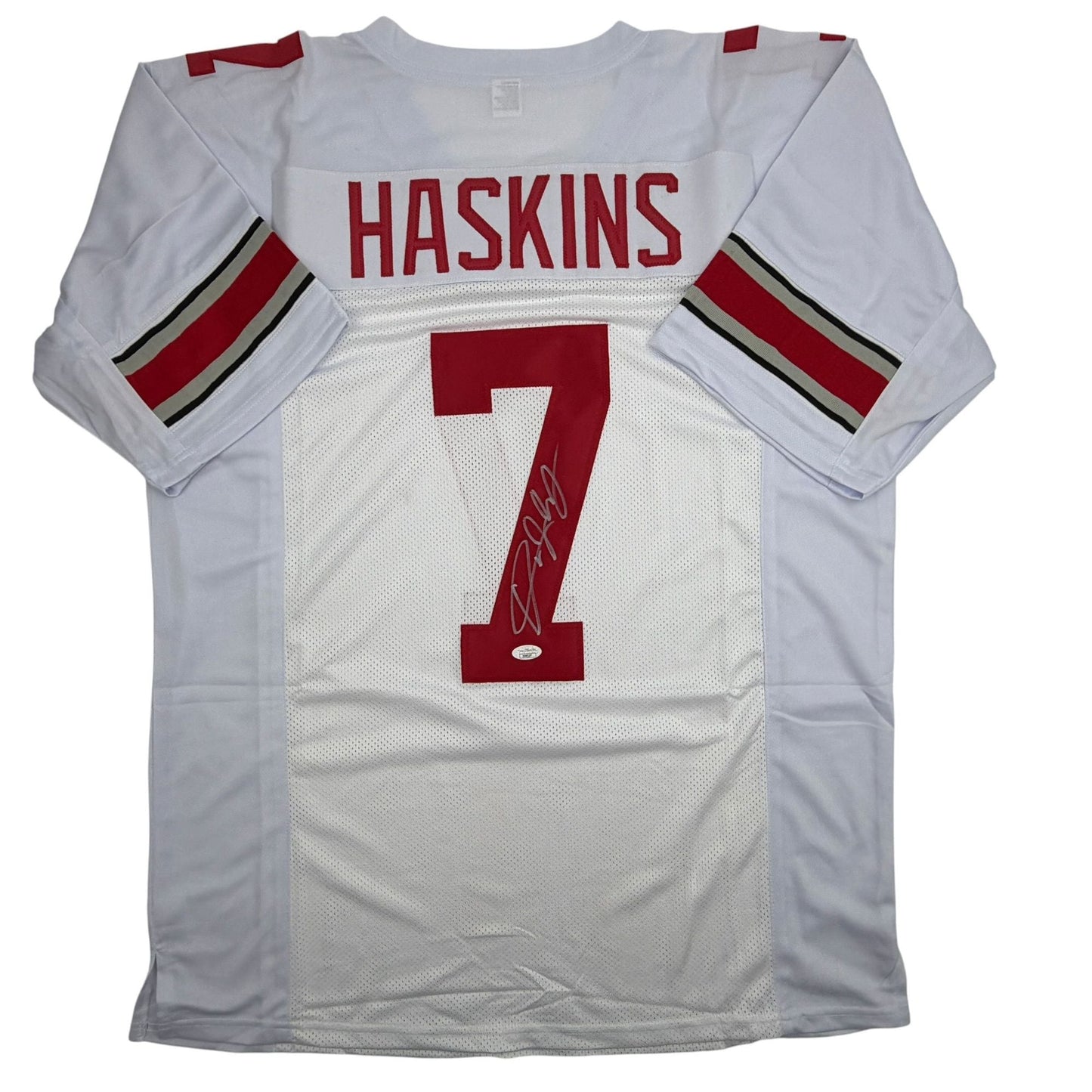 Autographed/Signed Dwayne Haskins Jr. Ohio State White College Football Jersey JSA COA