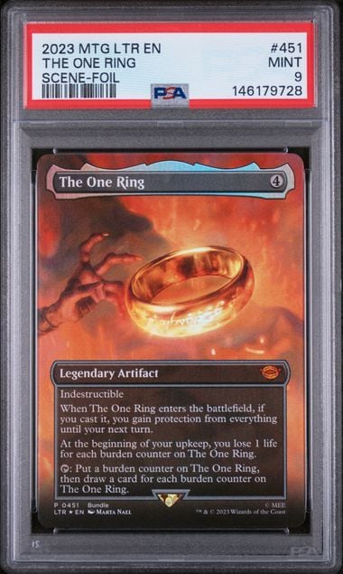 Graded 2023 Magic The Gathering Lord of the Rings The One Ring Scene Foil #451 Card PSA 9 Mint