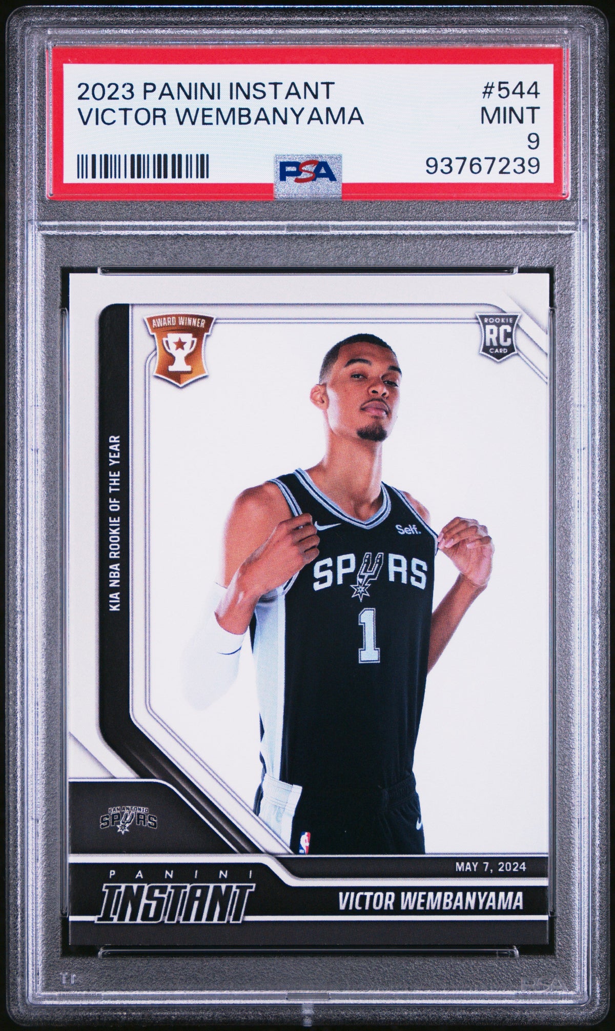 Graded 2023 Panini Instant Victor Wembanyama #544 Rookie RC Basketball Card PSA 9 Mint