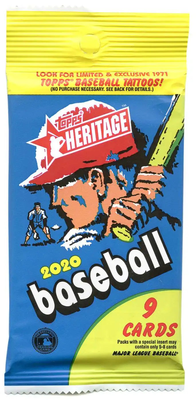 2020 Topps Heritage Baseball Retail Pack, 9 cards
