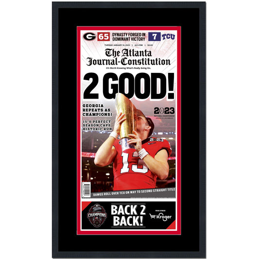 Framed The Atlanta Journal Constitution Georgia Bulldogs 2022 NCAA National Champions 14x23 Newspaper Cover Photo Professionally Matted V1