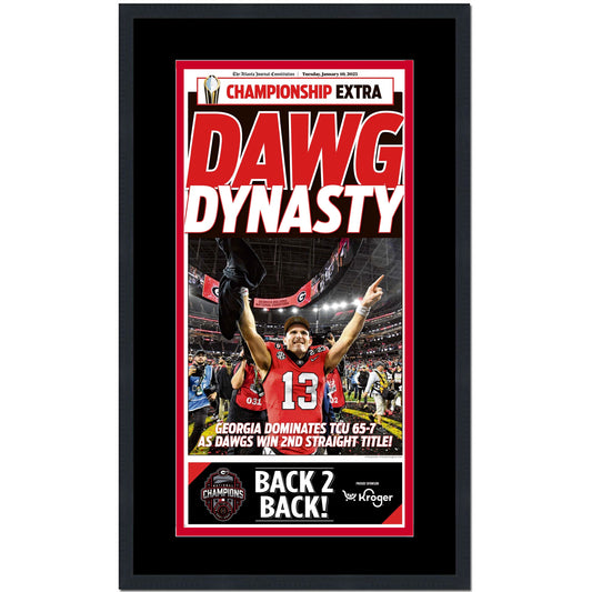 Framed The Atlanta Journal Constitution Georgia Bulldogs 2022 NCAA National Champions 14x23 Newspaper Cover Photo Professionally Matted V2