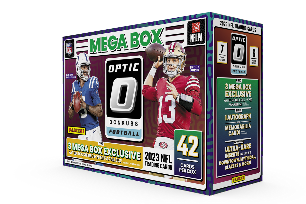 2023 Panini Donruss Optic Football Hobby Mega Box with Red Hyper parallels, 42 cards