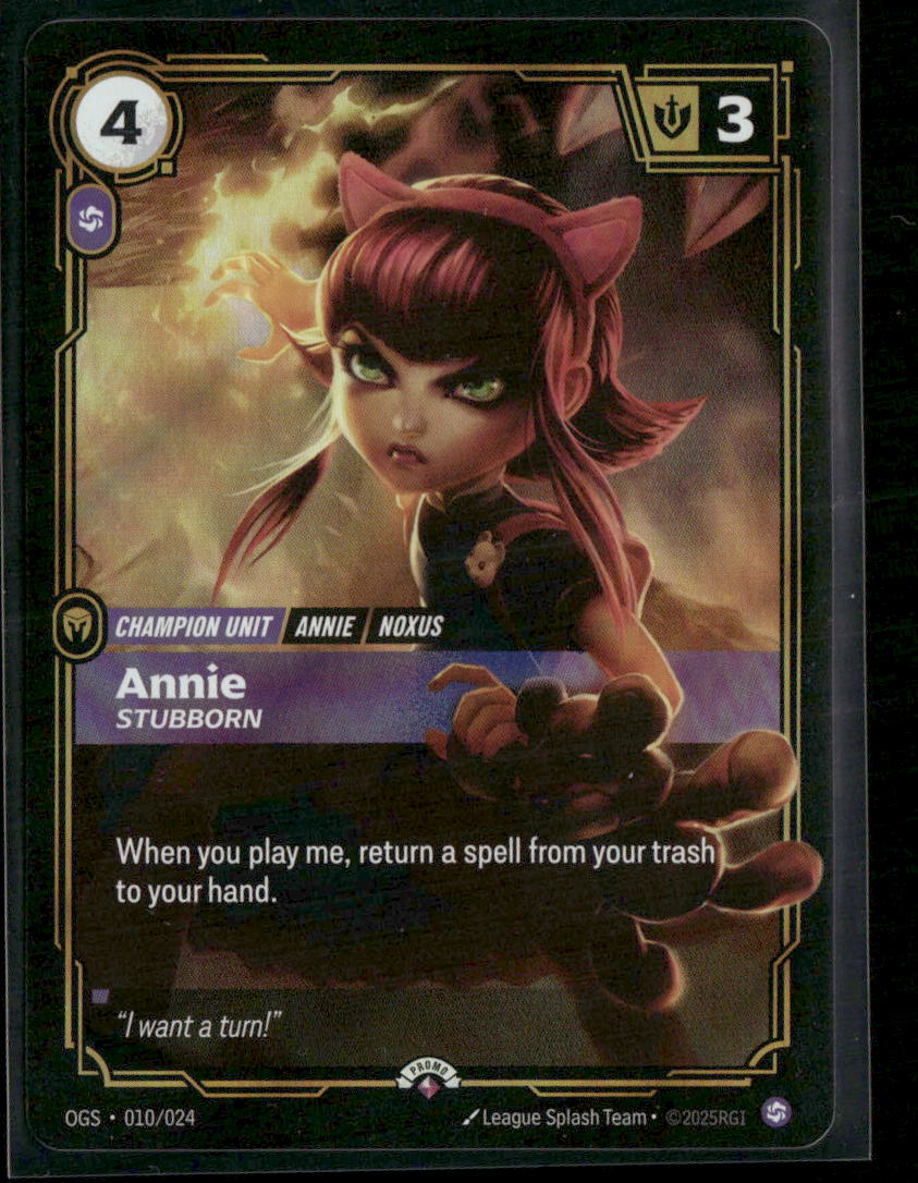 Annie, Stubborn #010/024 - Riftbound Organized Play Promotional Cards
