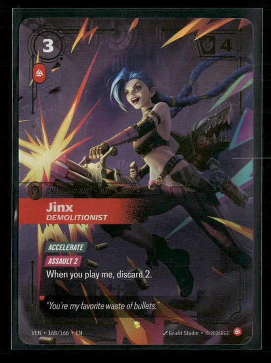 Jinx, Demolitionist (Overnumbered) #168/166 Foil Showcase - Riftbound Vendetta