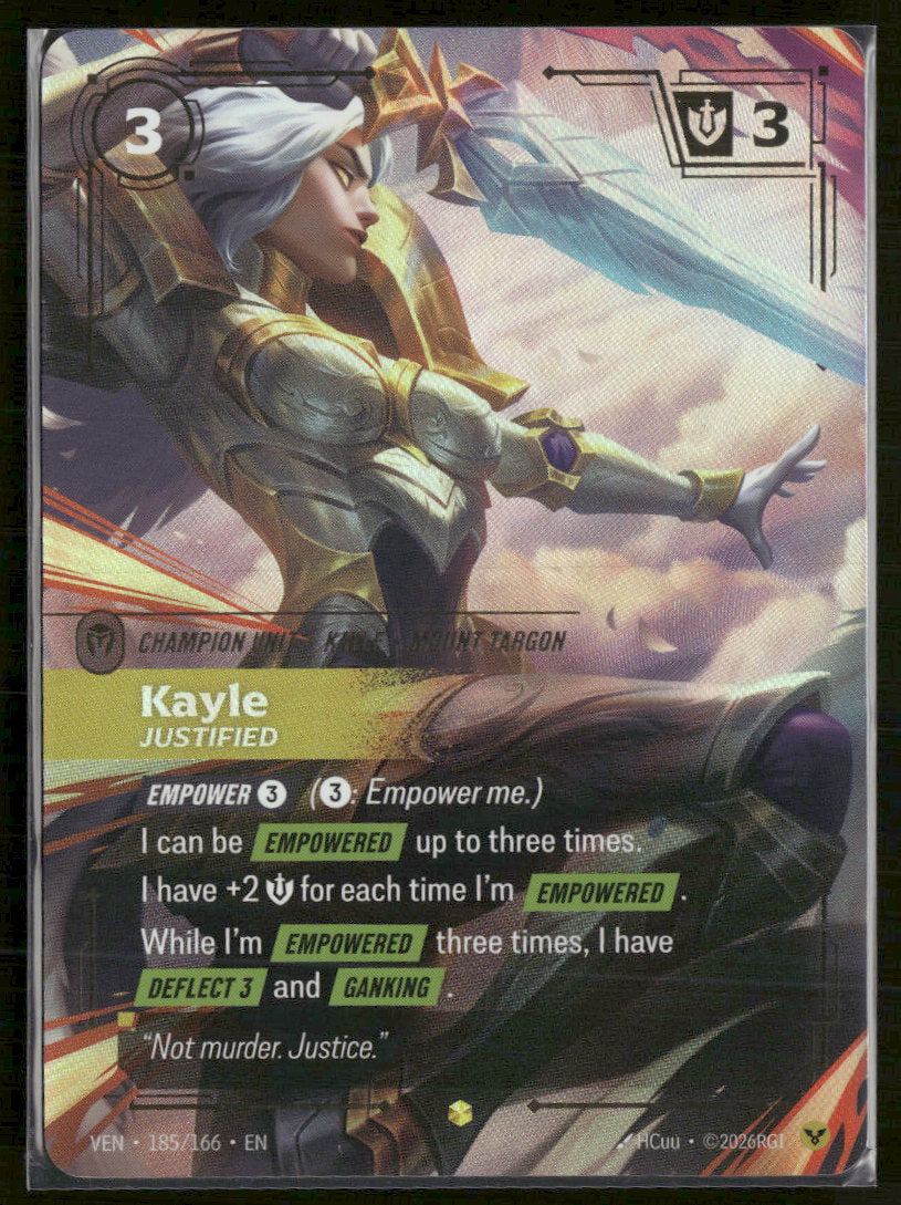 Kayle - Justified #185/166 Legendary - Riftbound