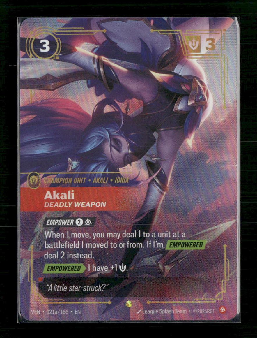 Akali, Deadly Weapon (Alternate Art) #021a/166 Foil - Riftbound
