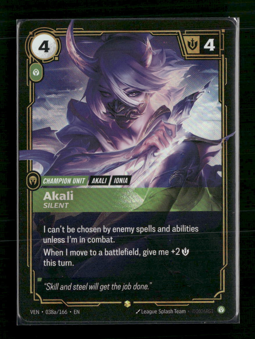 Akali, Silent (Alternate Art) #038a/166 Foil Showcase - Riftbound Vendetta