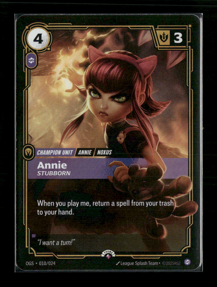 Annie, Stubborn #010/024 Foil - Riftbound Organized Play Promotional Cards