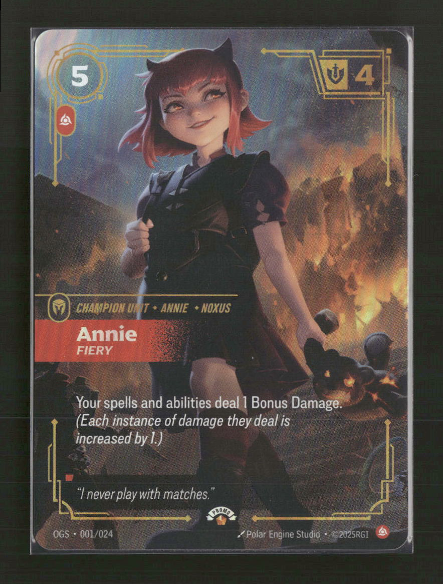 Annie, Fiery #001/024 Foil - Riftbound Organized Play Promotional Cards