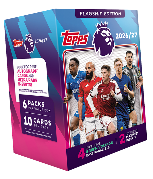 2026/27 Topps Premier League Flagship Soccer Blaster Value Box - 6 packs