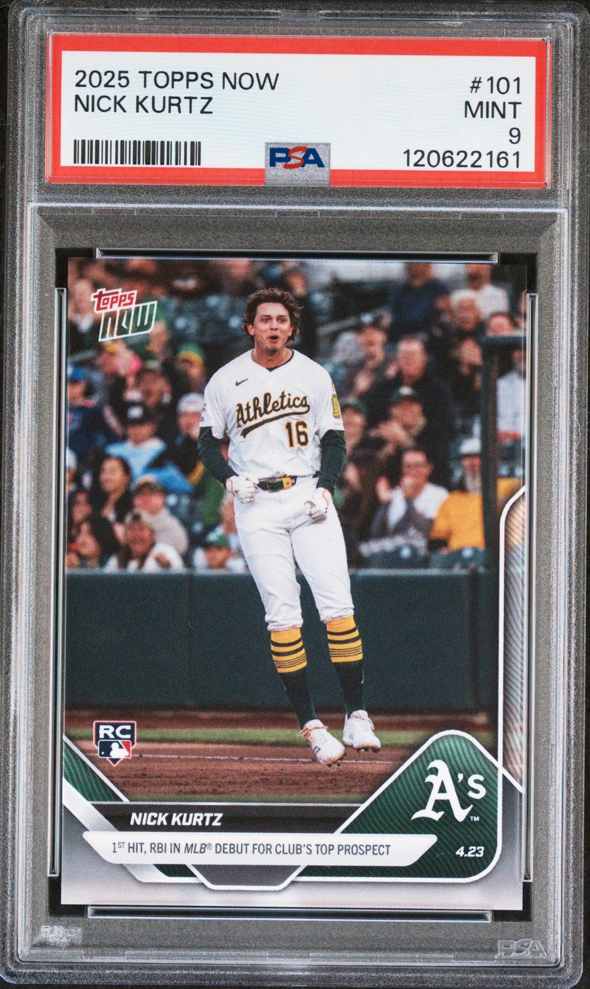 Graded 2025 Topps Now Nick Kurtz #101 Rookie RC Baseball Card PSA 9 Mint