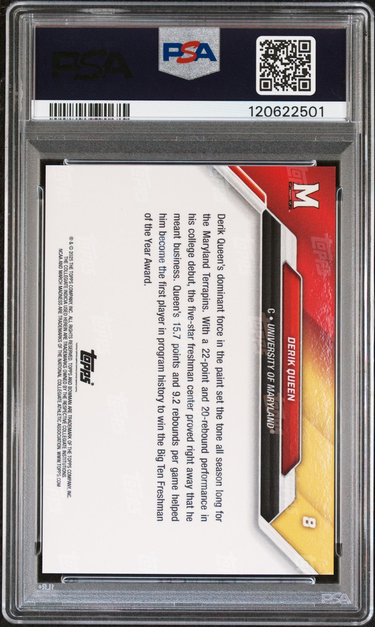 Graded 2025 Topps Bowman U Now Derik Queen #8 March Madness Rookie RC Basketball Card PSA 10 Gem Mint