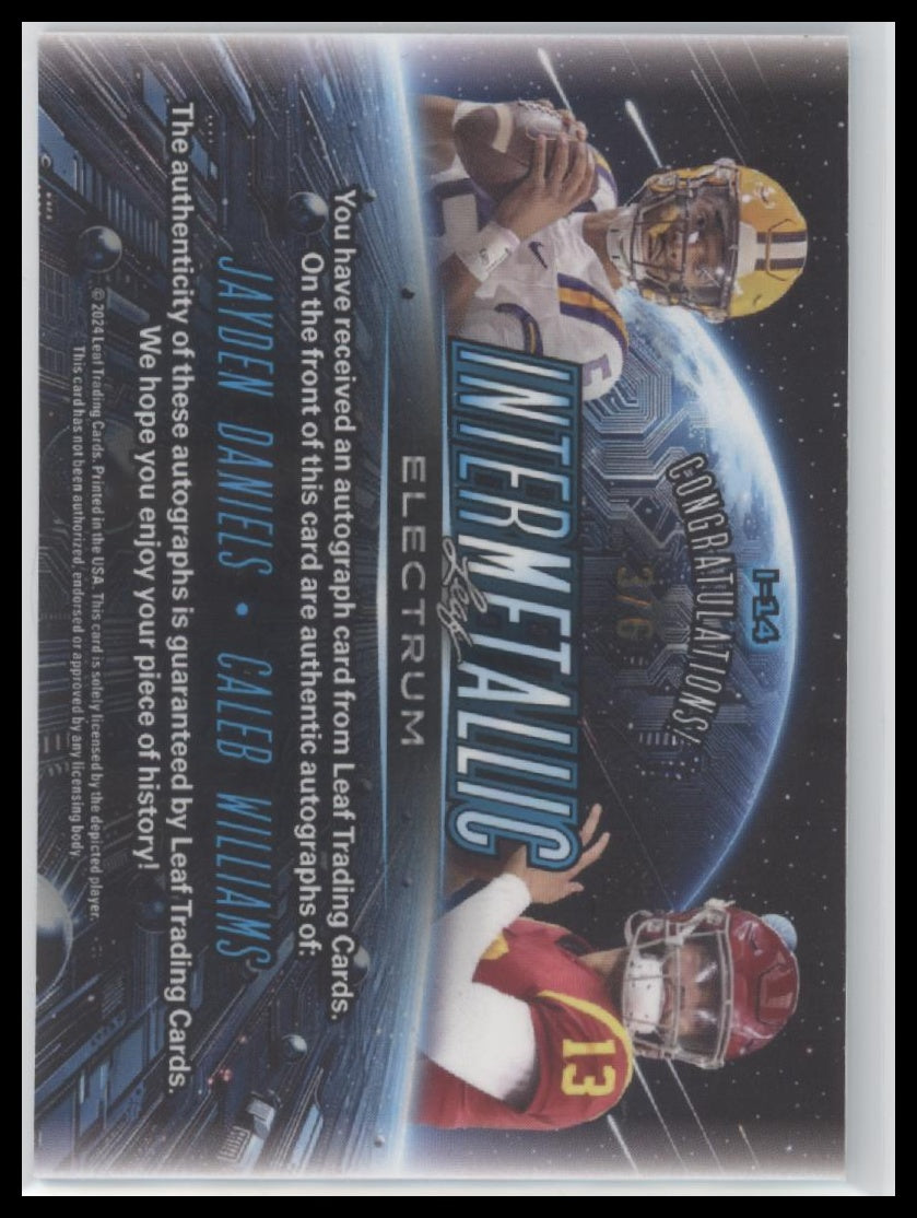 2024 Leaf Electrum - Intermetallic Auto #/6 Jayden Daniels/Caleb Williams #I-14