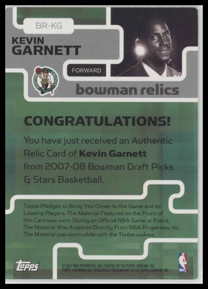 2007-08 Bowman Relics Kevin Garnett #BR-KG