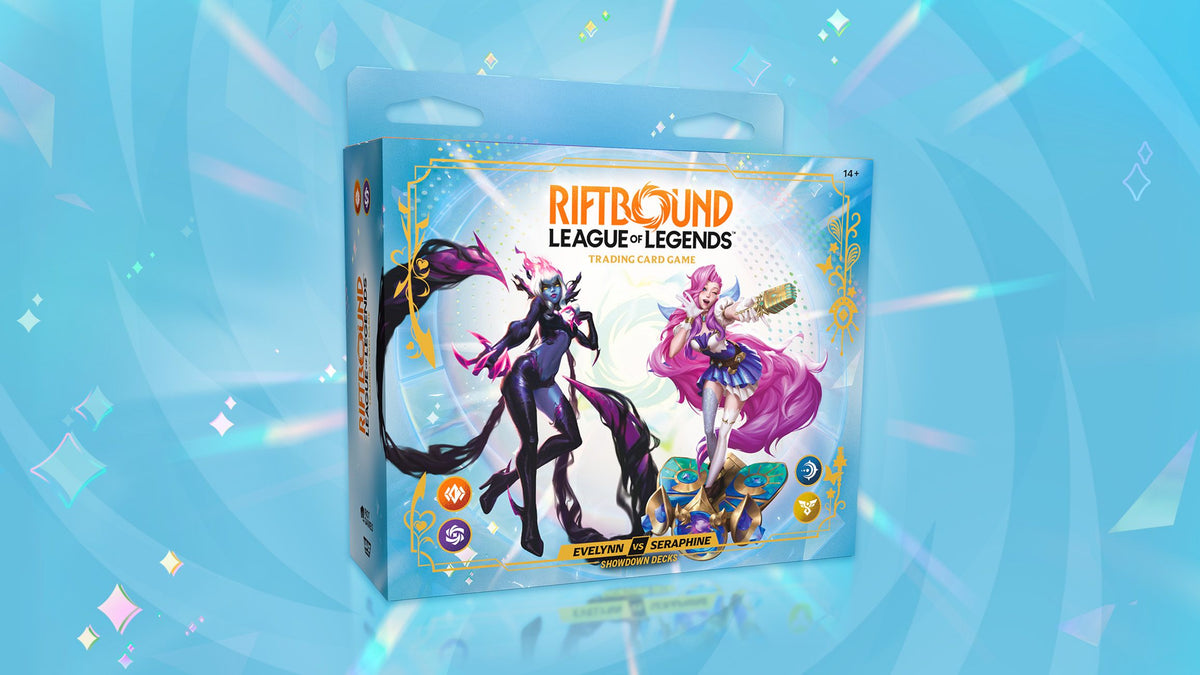 Official Riftbound Radiance Showdown set packaging, Evelynn vs. Seraphine