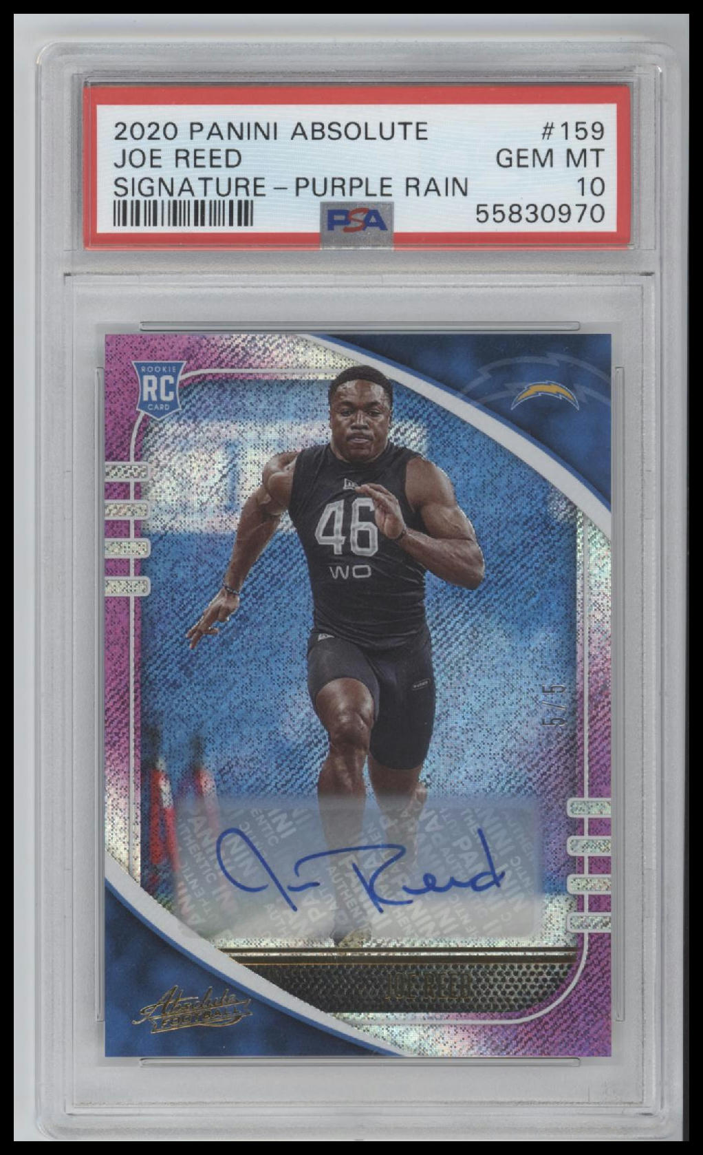 2020 Panini Absolute Signature-Purple Rain Joe Reed 10 PSA #159