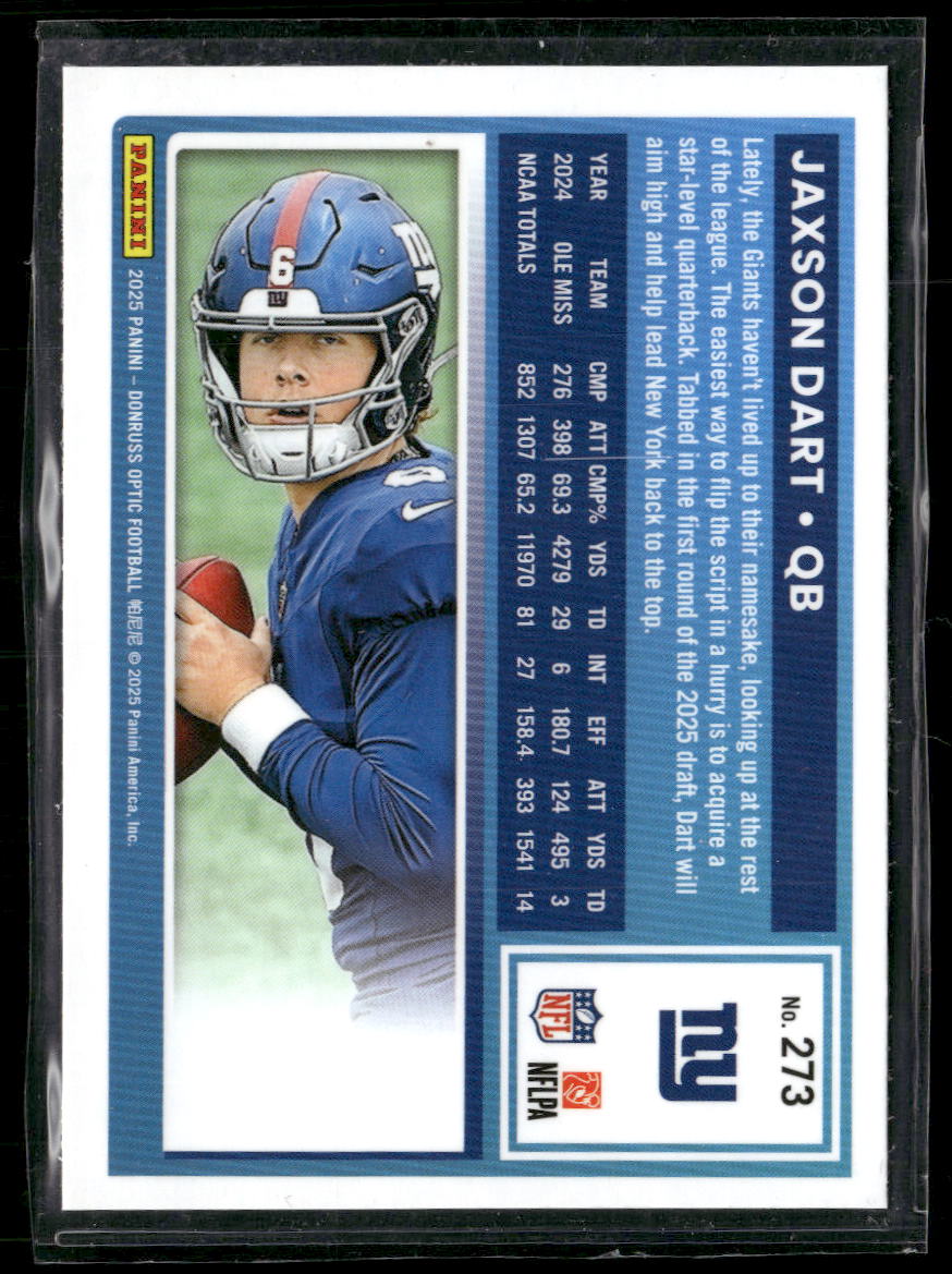 2025 Donruss Optic Jaxson Dart Rookie #273