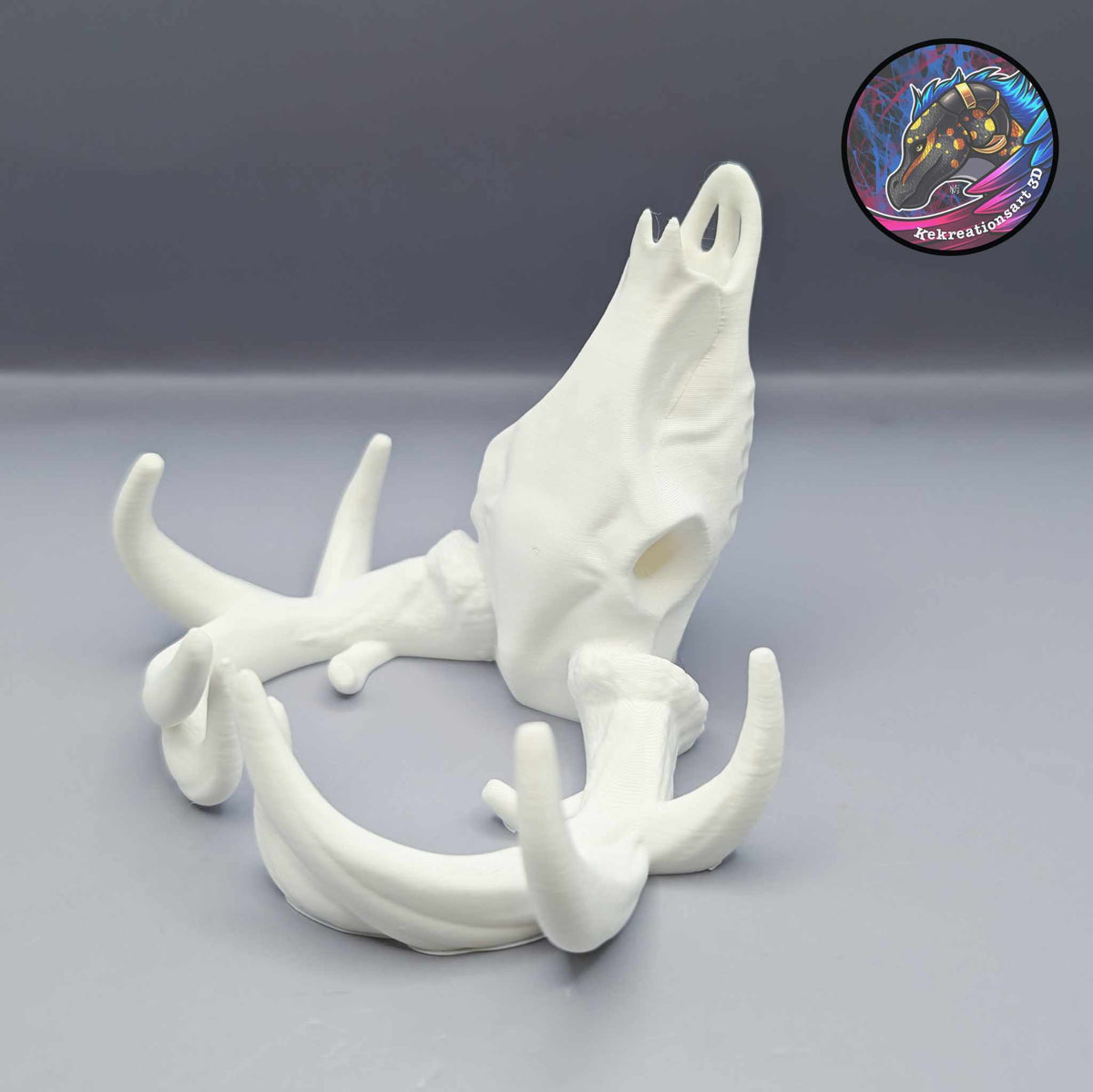 Exhibición de tarjetas con calavera de ciervo