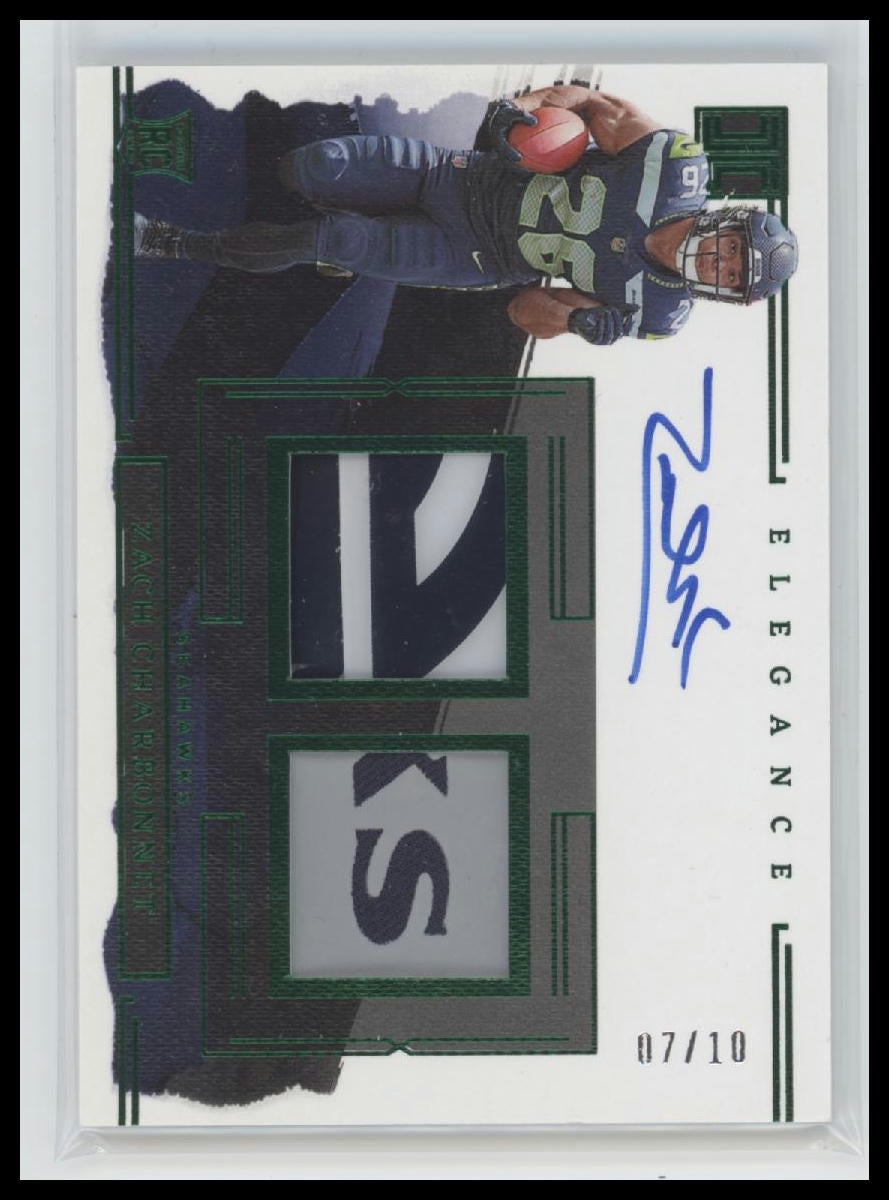 2023 Panini Elegance Rookie Helmet and Team Logo Auto Zach Charbonnet #/10 #41