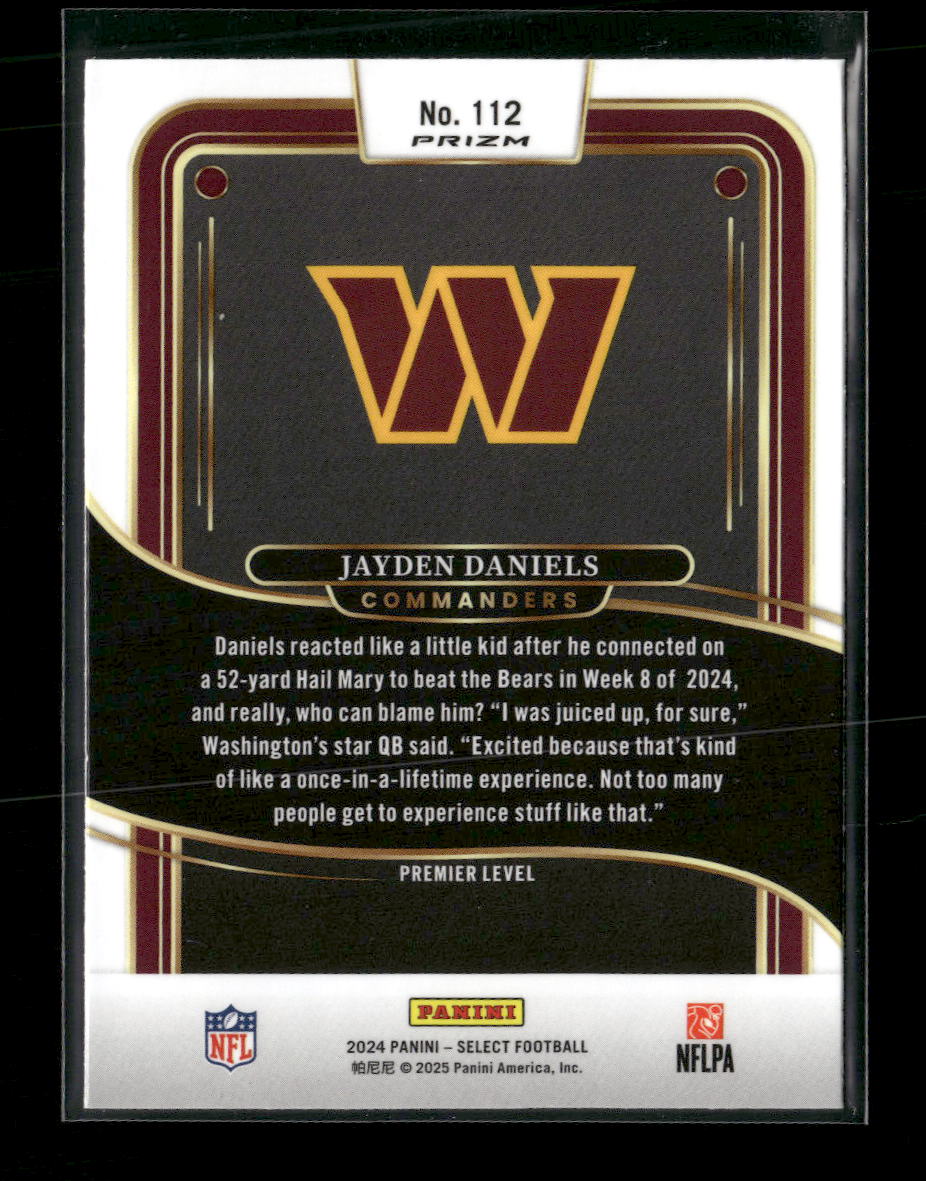 2024 Panini Select Black & Green Prizm Shock Jayden Daniels Rookie #112