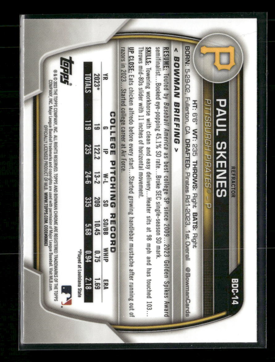 2023 Bowman Draft Chrome Refractor Paul Skenes #BDC-14