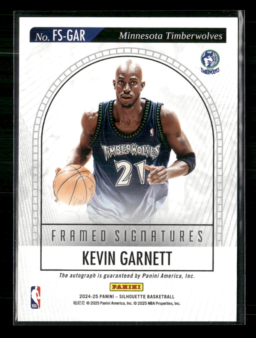 2024-25 Panini Silhouette Framed Signatures Kevin Garnett #FS-GAR