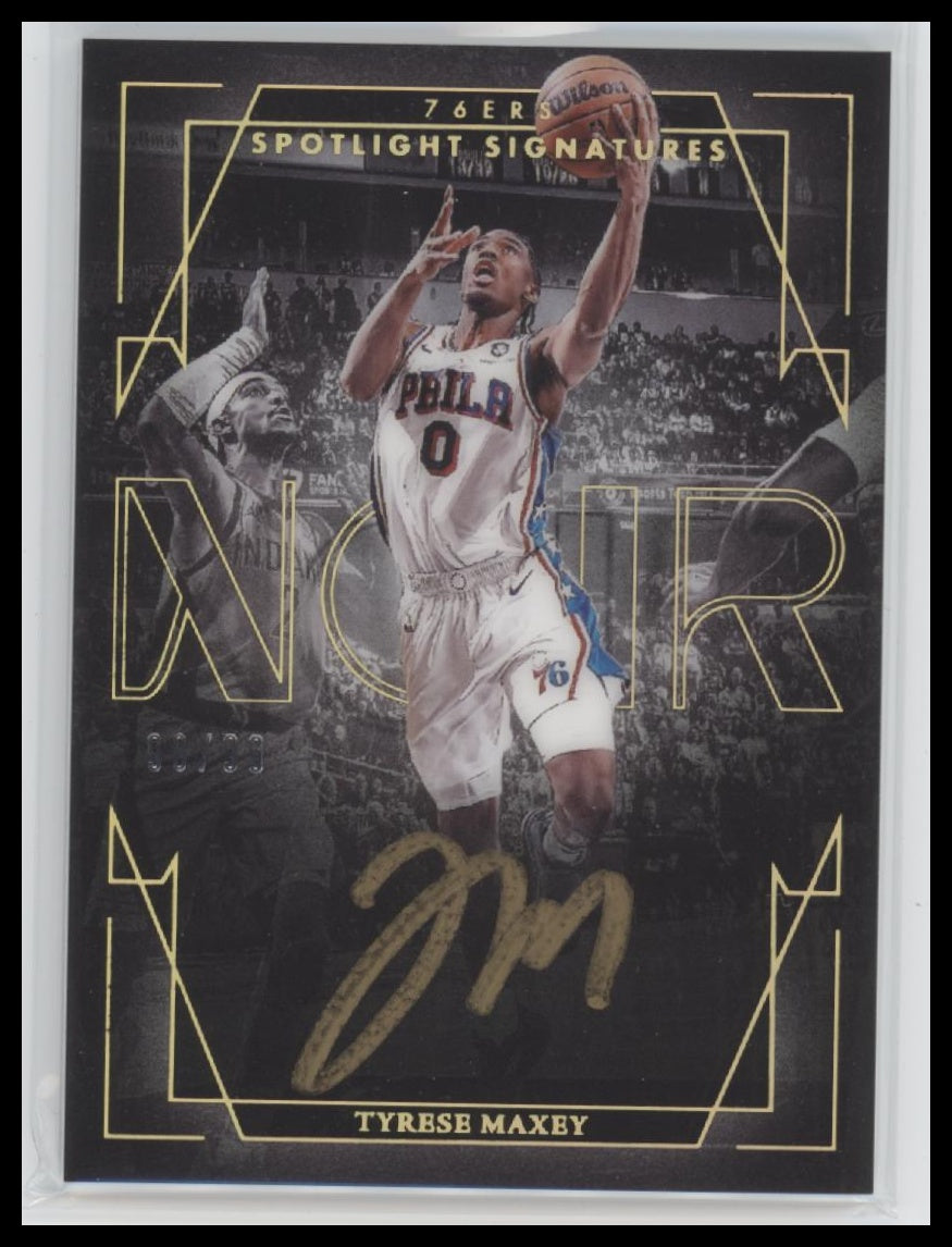2024-25 Panini Noir Spotlight Signatures Vertical Tyrese Maxey #/99 #SSV-TYM